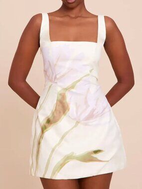 Pale Yellow Floral mini dress